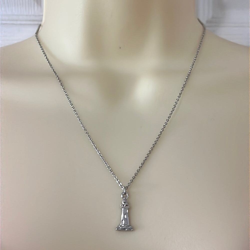 SeaWorld Lighthouse Pendant Necklace Silver Overlay Vintage New on Card Vintage